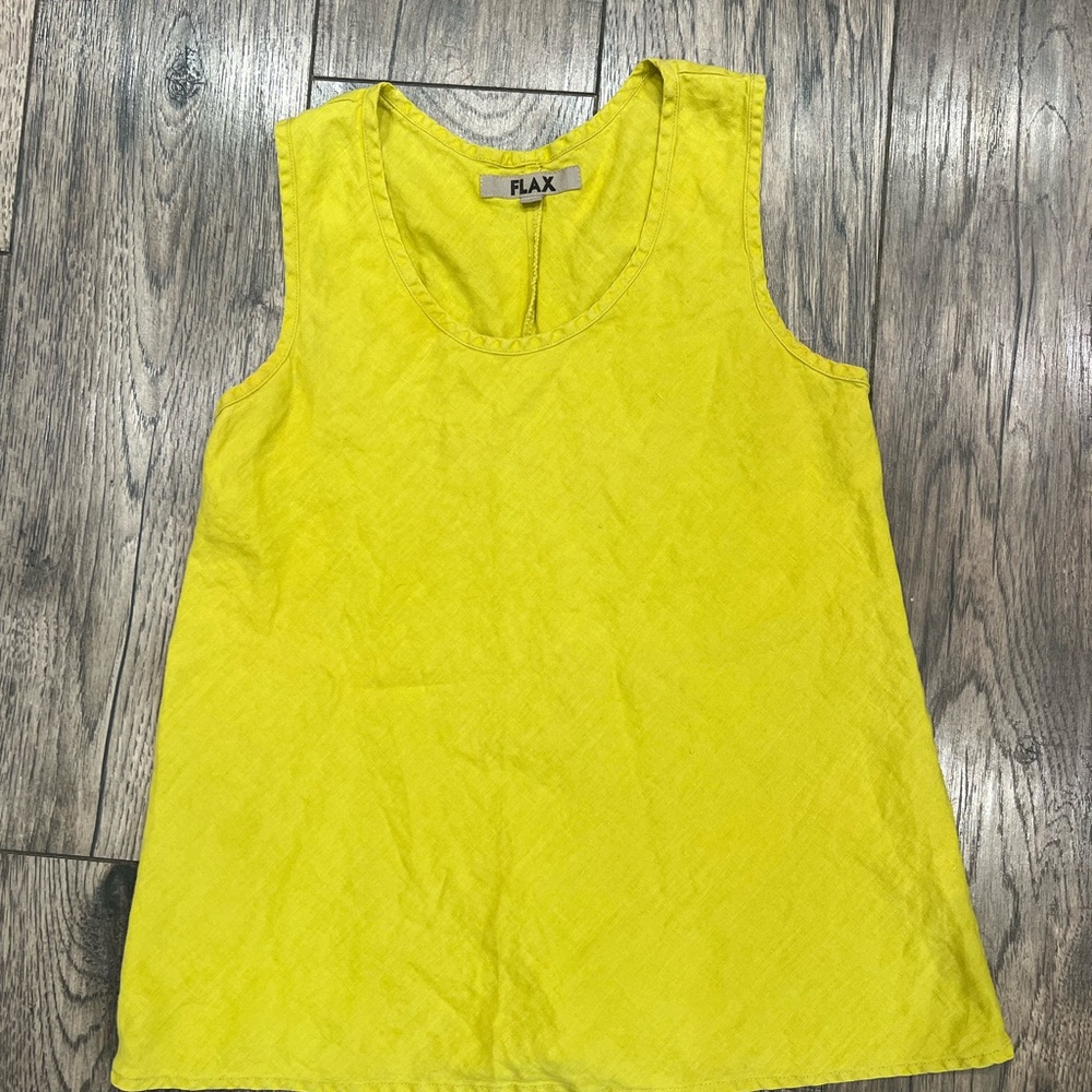 Flax Women's Yellow Sleeveless Top 100% Linen